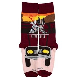 Sock Panda Wild Love Rabbits in Car Cotton Blend Unisex Socks, Adults M